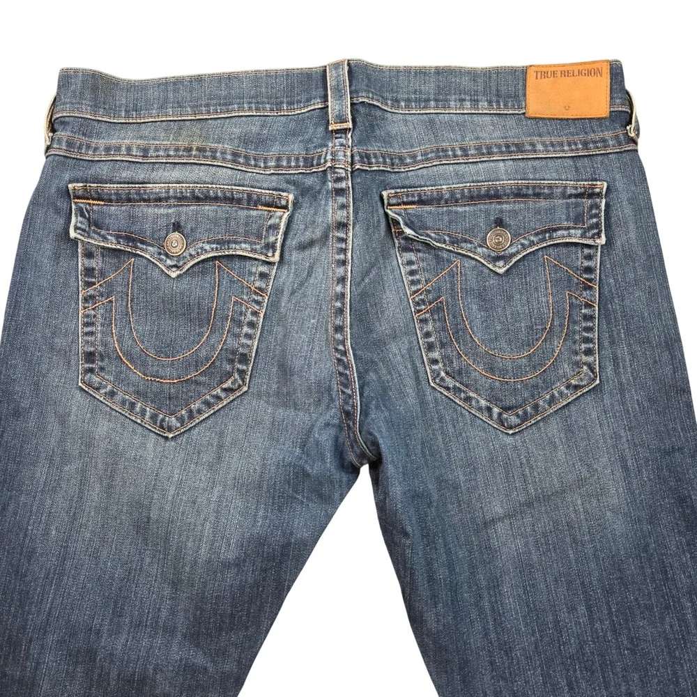 True Religion Ricky Relaxed Straight Jeans Mens 40 Blue Wash Made in USA